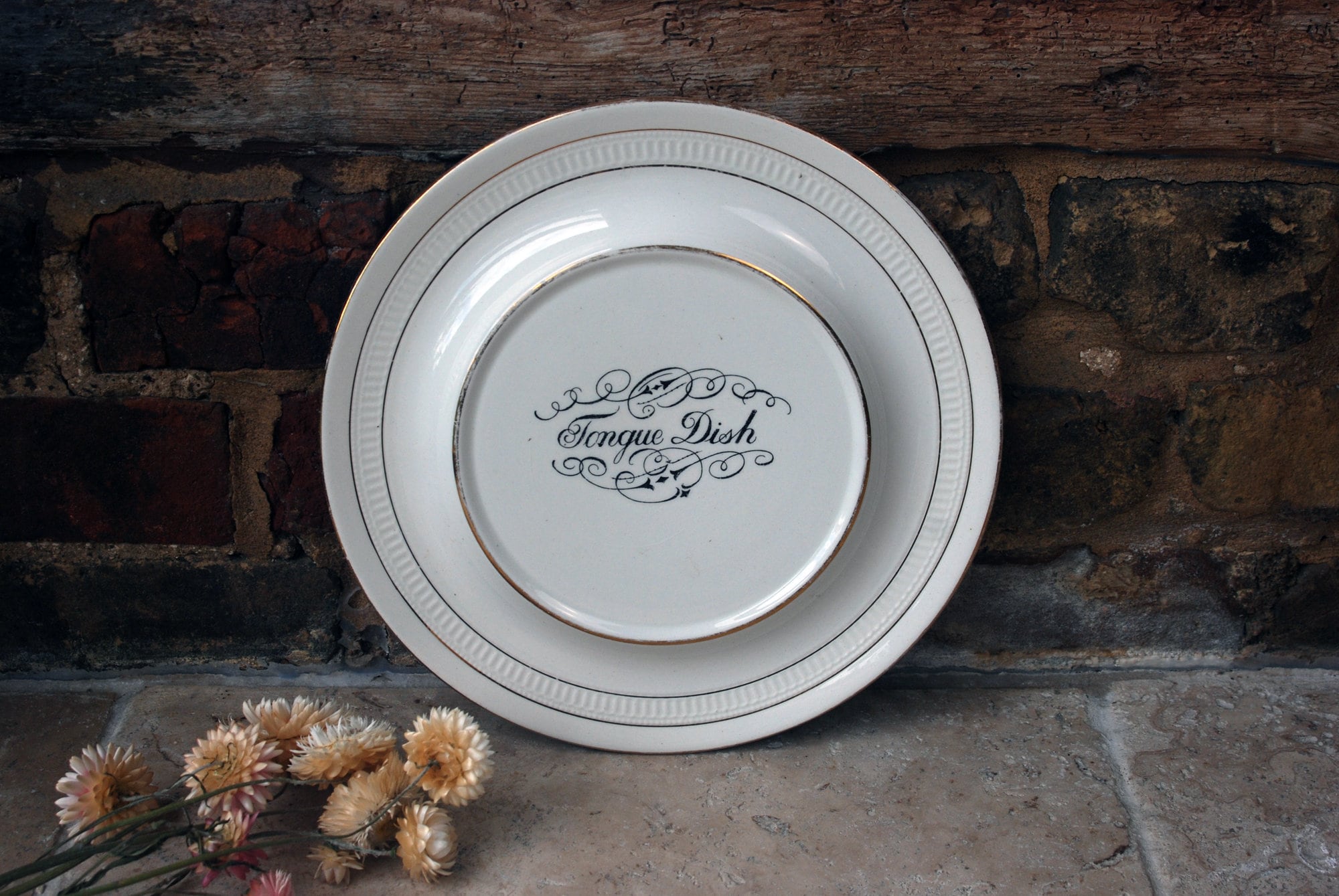Antiker 20. Jahrhundert Krone Devon Zunge Teller | Englische Ironstone Zungenschale | Metzger Display Vintage Werbung