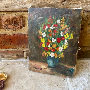 Antique French Still Life Oil Painting on Canvas - Signed Floral Composition