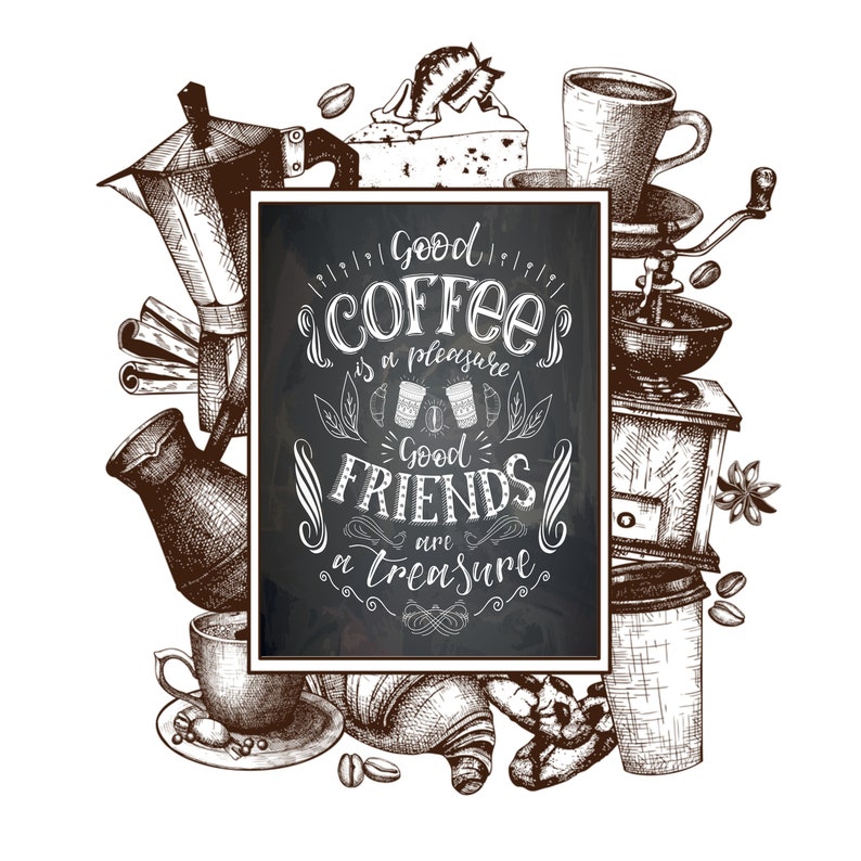 Chalkboard Coffee Print Coffee Lovers Gift Printable Wall Art Etsy