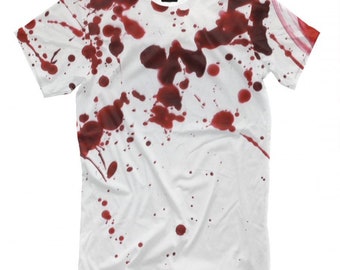 T Shirts Clothing Shoes Accessories Horror Splatter Gun Wounds Halloween Fancy Dress Mens Top Blood Stains T Shirt Myself Co Ls - roblox blood stain t shirt