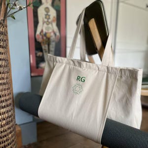Yoga Mat Tote Bag With Embroidered Chakra Symbol