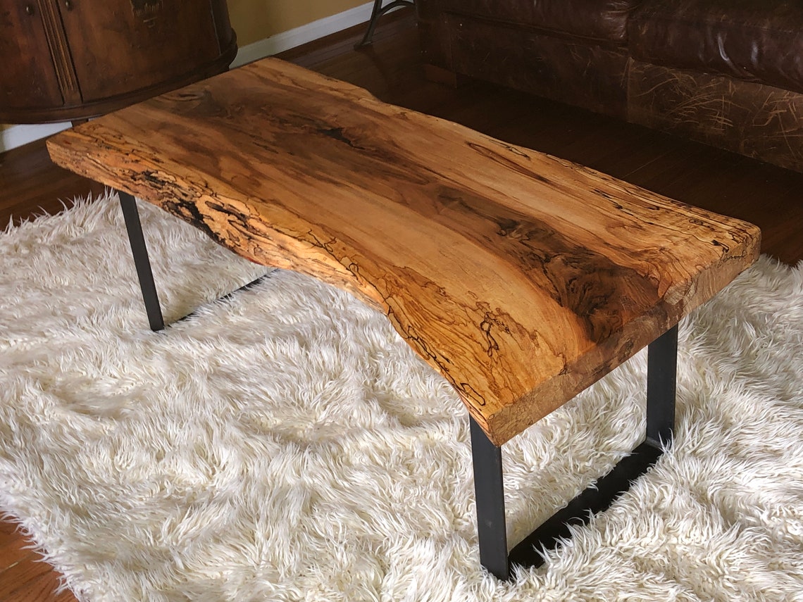 Live Edge Spalted Beech Coffee Table with Industrial Metal Etsy
