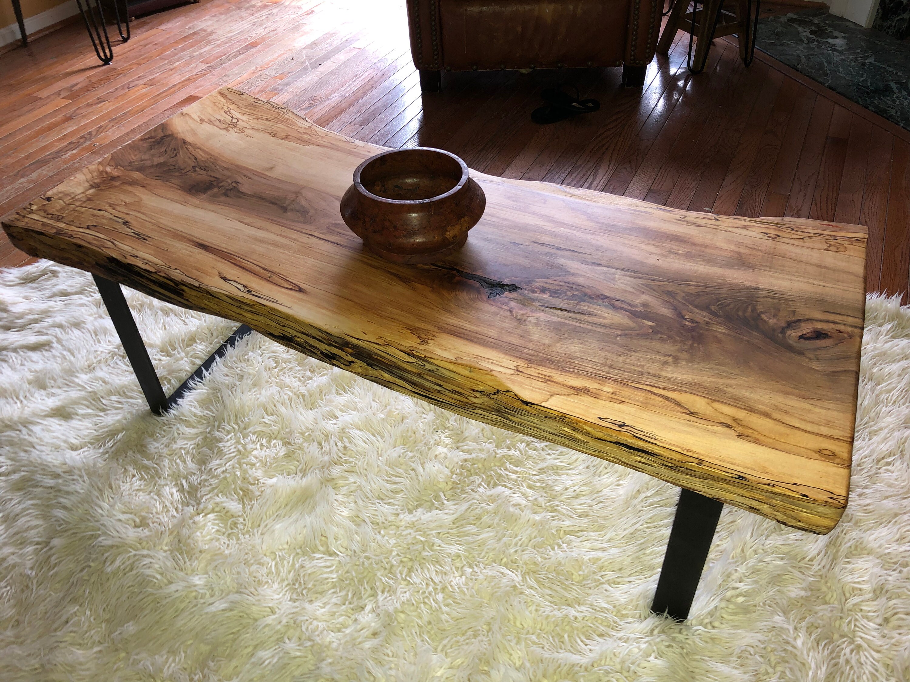 Live Edge Spalted Beech Coffee Table with Industrial Metal Etsy