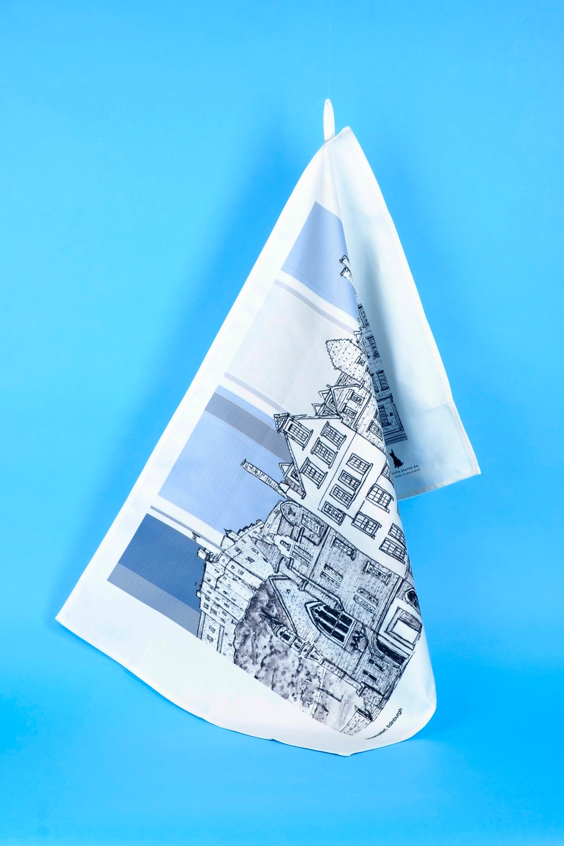 Tea Towel of Edinburgh Castle and Grassmarket Etsy