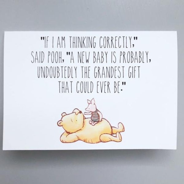 Winnie the Pooh classic quote card,Vintage Pooh, new baby card, baby shower card