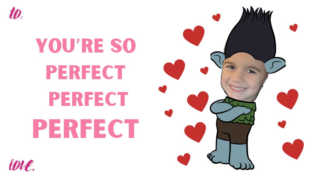 Trolls Inspired Valentines Day Printable - Etsy