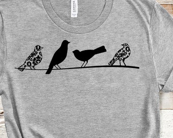 Birds on a Wire Grafik-T-Shirt: Unisex-Natur-T-Shirt