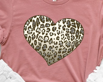 Camiseta con corazón de leopardo: Camiseta con estampado de guepardo para San Valentín