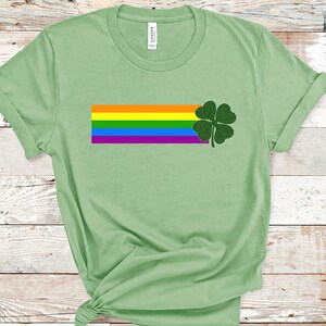 Rainbow and Clover | Short Sleeve Tee | St. Patrick&#39;s Tee | Graphic Tee | Lucky Tees | Unisex Fit |  4 Leaf Clover