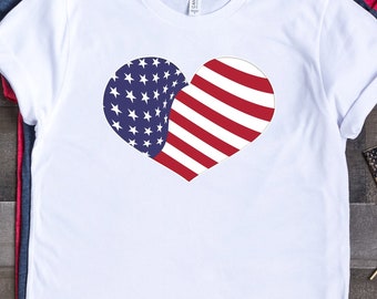 Heart USA flag Shirt, USA heart T-Shirt, Independence Day Shirt, 4th July Shirt, Red White Blue Shirt, Patriotic Shirt,Stars and Stripe