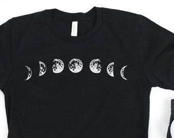 Camiseta con gráficos de las fases lunares - Camisa hippie lunar
