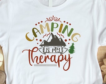Camiseta gráfica "Acampar es mi terapia" - Senderismo y naturaleza