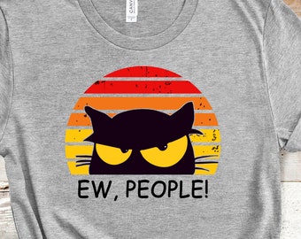 Camiseta retro de gato negro: divertida camiseta gráfica para amantes de los gatos