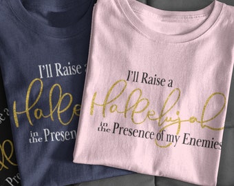 Camiseta cristiana Aleluya: camiseta inspirada en la fe con purpurina artificial