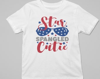 Star Spangled Cutie Shirt: Patriotic 4th of July Kids T-Shirt
