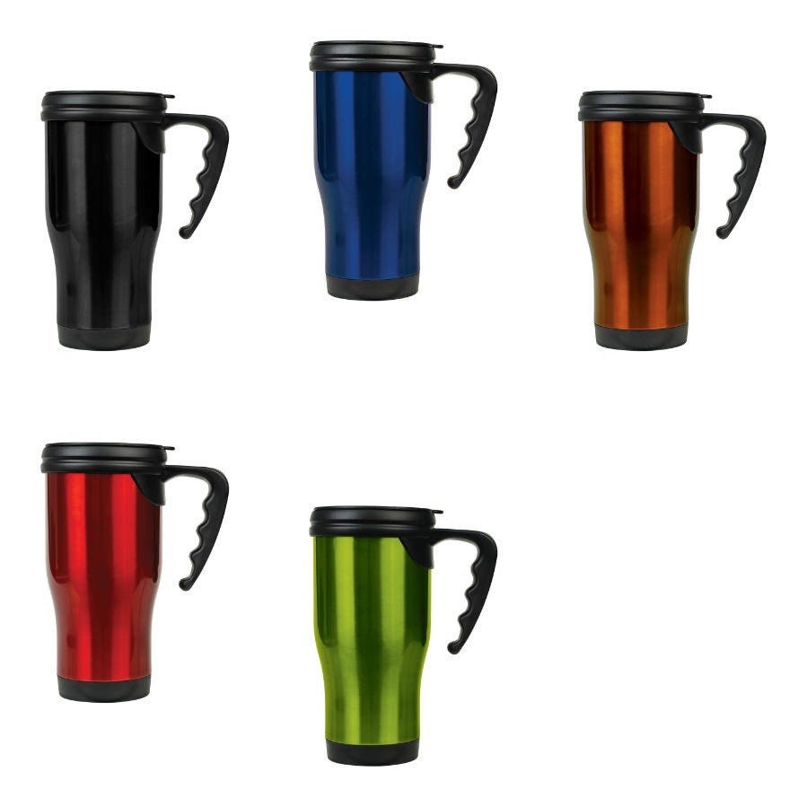 14 oz. Laserable Stainless Steel Travel Mug with Handle - LZR