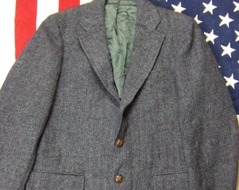 Années 60, 70, Stanley Blacker, veste à rayures grises en tweed harris harris ivy league 40R