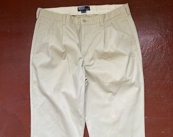 Polo Ralph lauren vintage 90s pleated chatfield cream chino trousers W38 L31