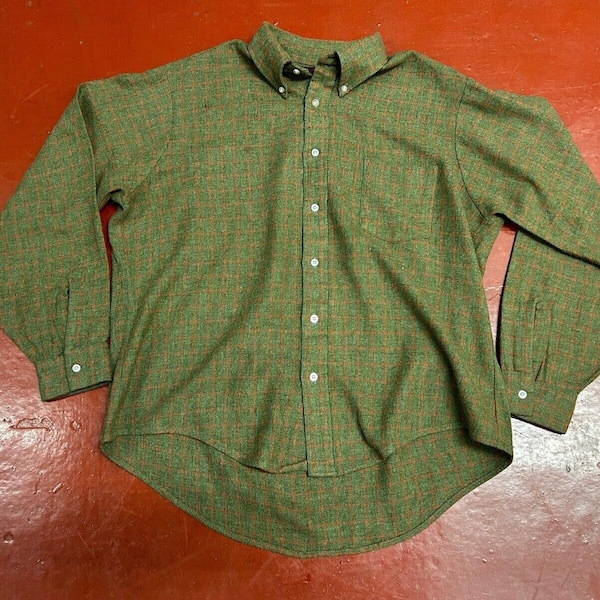 1960s Vanopress Van Heusen wool button down check shirt Ivy league Mod L 16.5