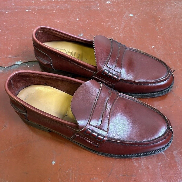 1970s Saxone made in england burgundy red split toe loafers leather sole Uk 7