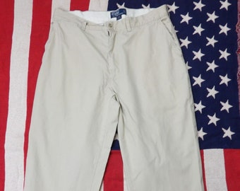 Polo Ralph Lauren brown chino cotton trouser Prospect wide flat front W35 L28