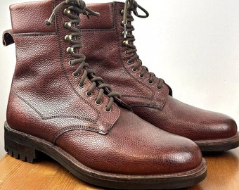 Joseph Cheaney Fienies burgundy pebble grain boots veldtschoen commando sole UK 8