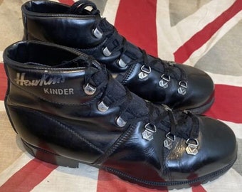 Vintage 1960s hawkins kinder hecho en inglaterra negro senderismo bota al aire libre tamaño uk 6