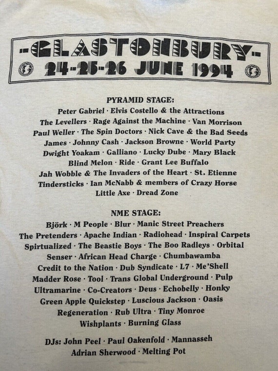 1994 Glastonbury festival 90s single stitch Band … - image 3