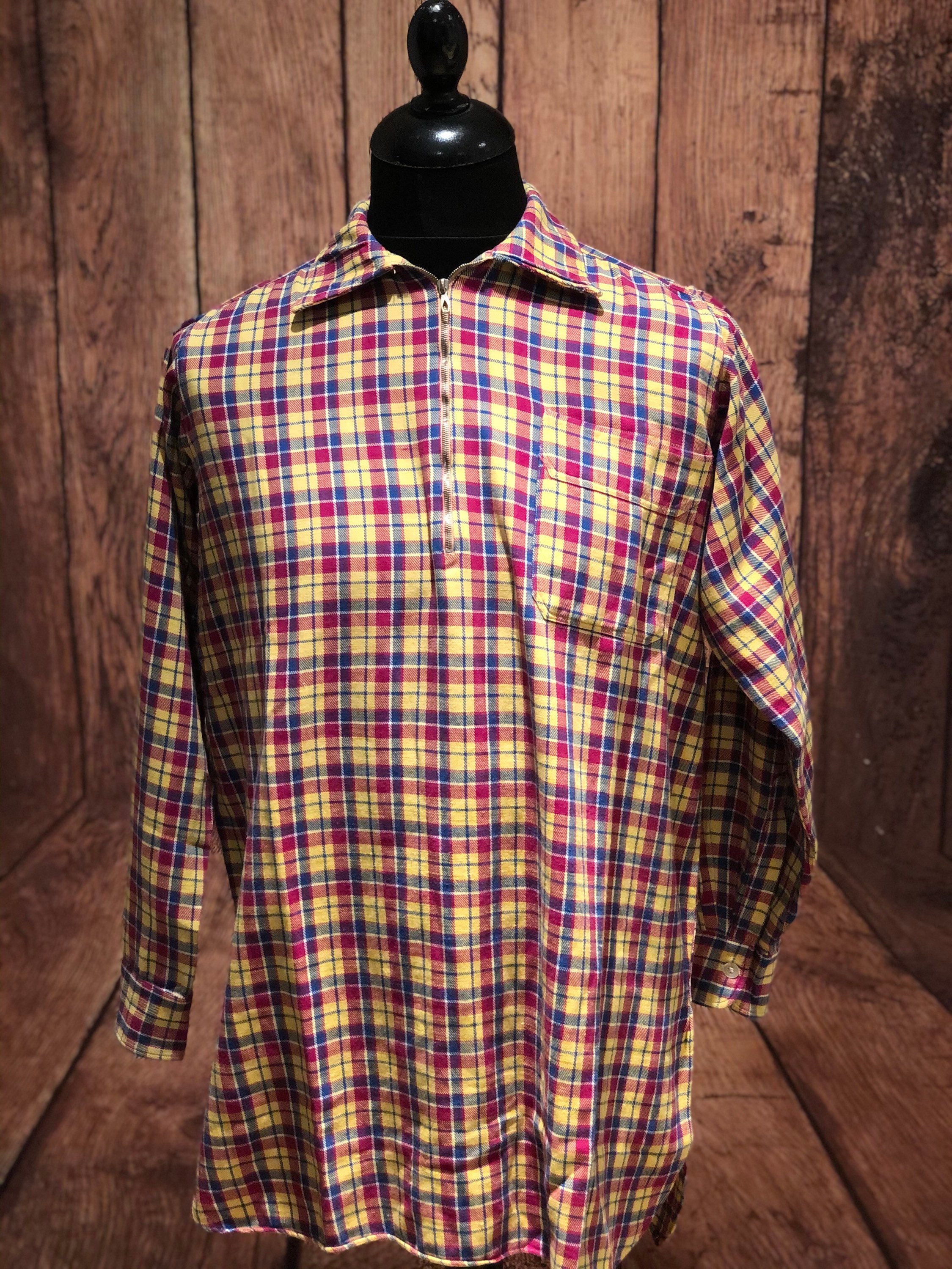 Image of 1930S 30S Superb German Rielefelder Fabrikat Zip Work Shirt Pullover Flannel Chore Workwear Amazing Repair Ww1 Size Small Medium