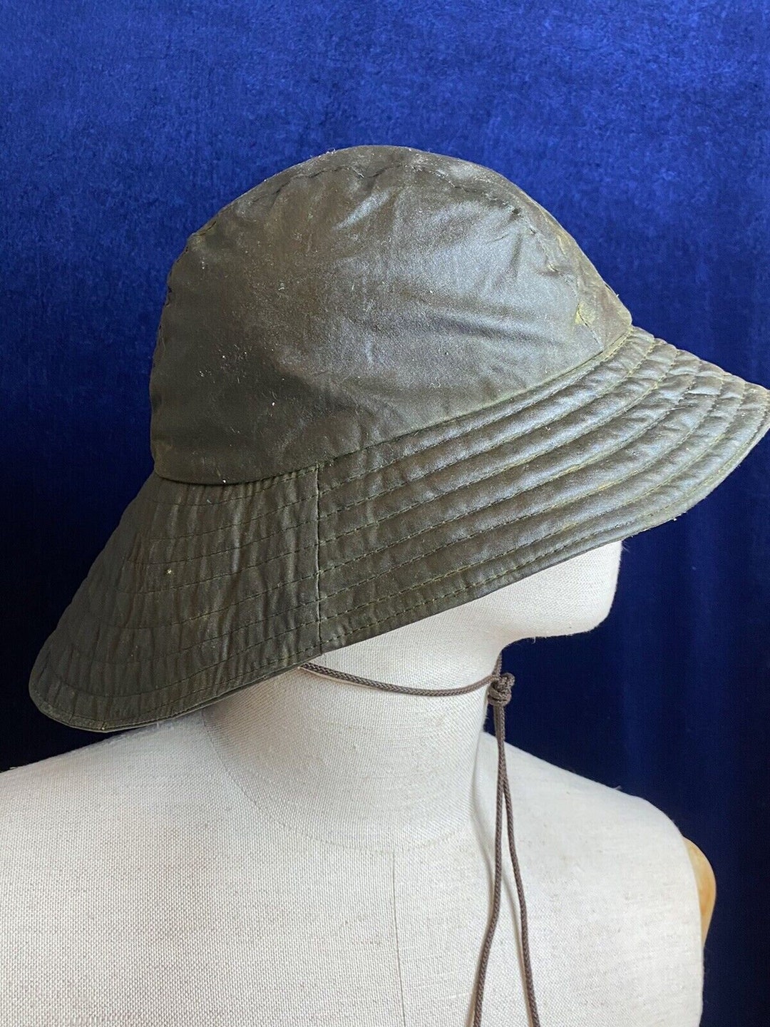 Barbour 1980s 2 Crest Sou'wester Hat Waxed Green Cotton Etsy