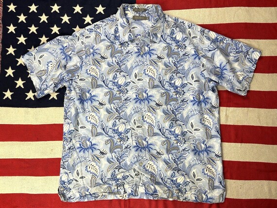 Camisa hawaiana Daniel Cremieux azul floral tiki verano aloha XL Etsy Espana