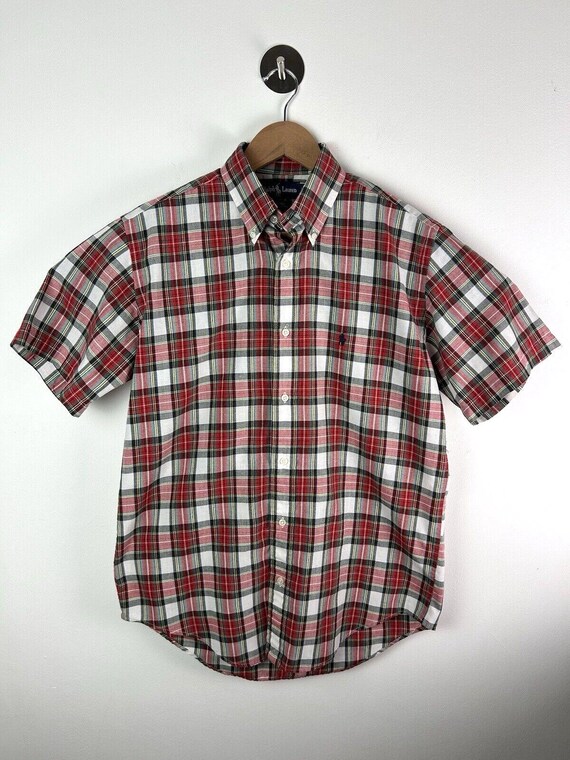 Buy Polo Ralph Lauren Mens Shirt Red Check Short Sleeve Blake 90s 