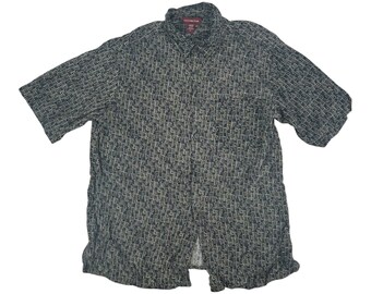 トップス 90s cityboy covington s/s rayon shirt Covington Shirt Grey Rayon Patterned Silky Geometric 90s