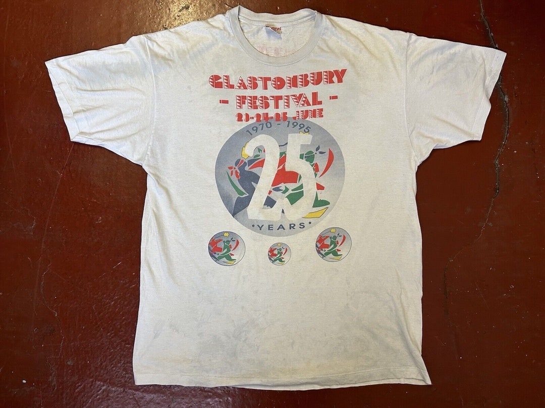 1995 Glastonbury Festival 25 Years 90s Single Stitch Band T Shirt 
