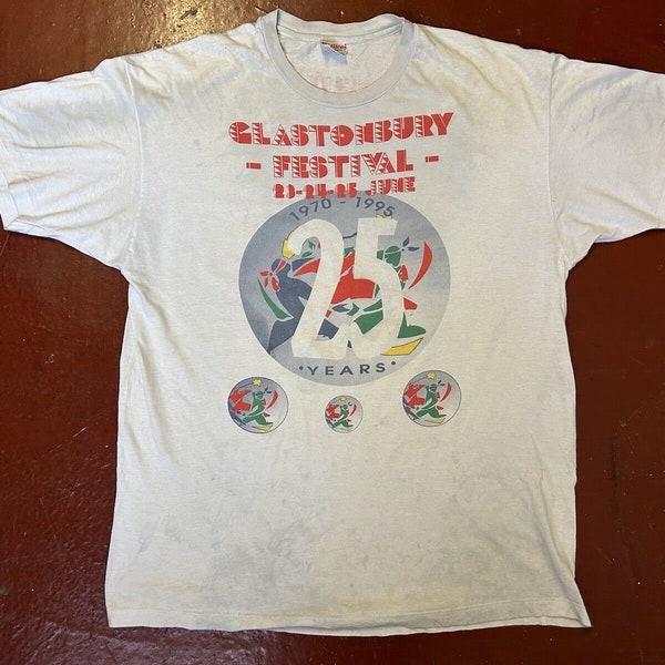 1995 Glastonbury festival 25 years 90s single stitch Band t shirt Hanes XXL