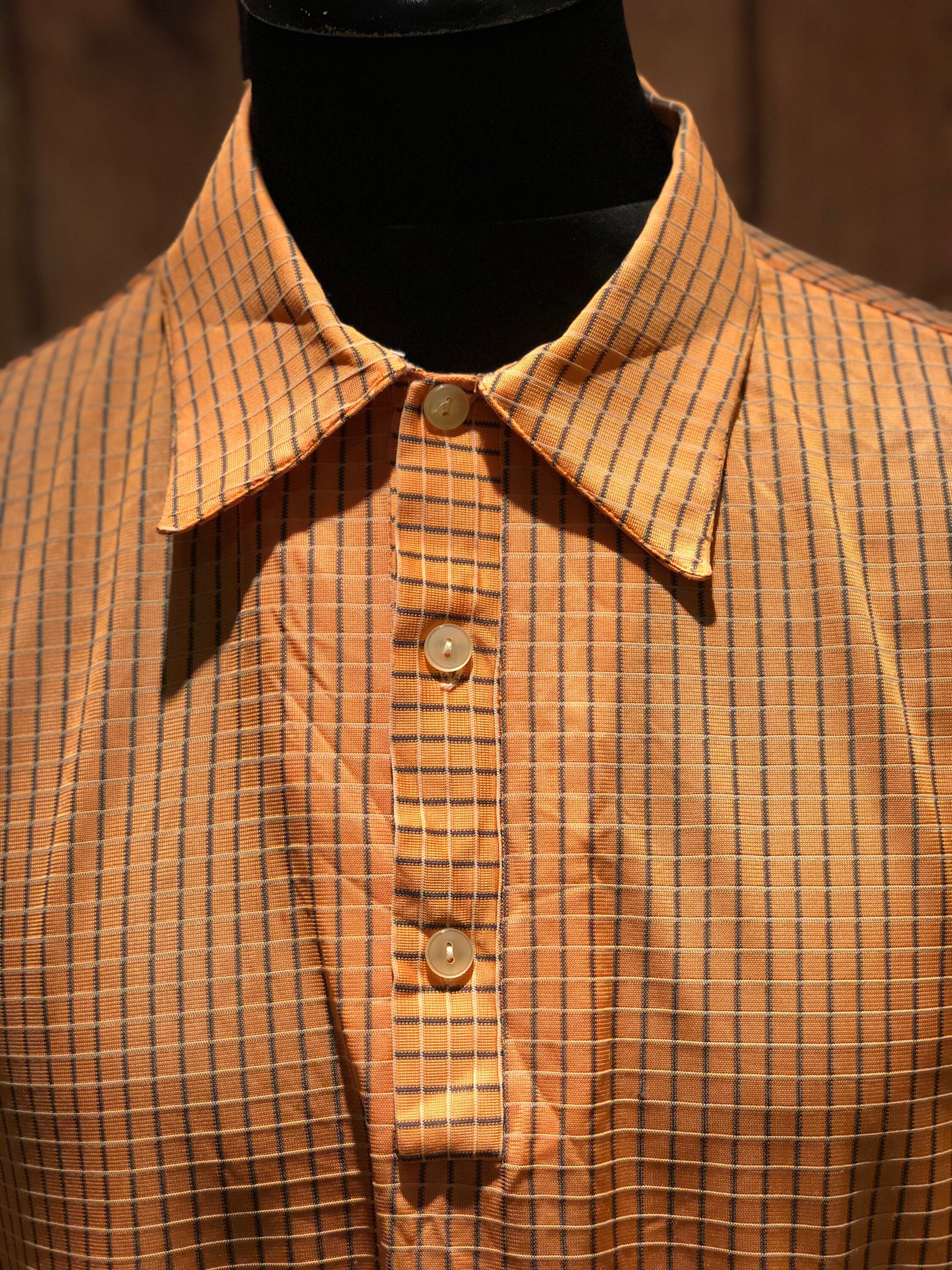 Image of 50S 1960S 60S Vintage Rayon Viscose Silky Polo Tangerine Orange Knit Shirt Mod Rockabilly Madmen Midcentury Ratpack Size Xtra Large Xl