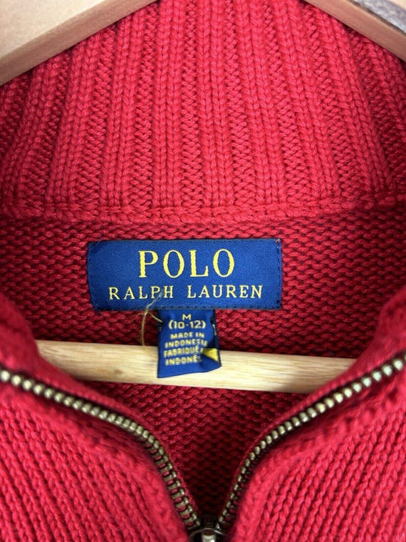 Polo Ralph Lauren Jumper Quarter Zip Neck Red Cotton Y2k Polo Ralph Lauren Jumper Quarter Zip Neck Red Cotton Y2k