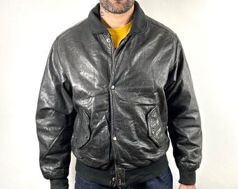 90s Black Wilson's Leather Thinsulate Bomber Jacket Large 90s Black Wilson's Leather Thinsulate Bomber Jacket Large