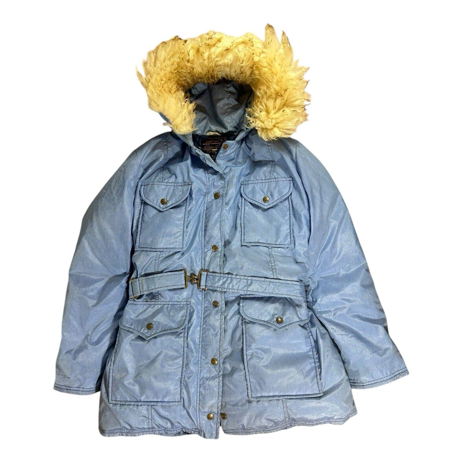 Eddie Bauer, 1970s Eddie Bauer Jacket Goose down puffer fur hood Made in USA womens Large