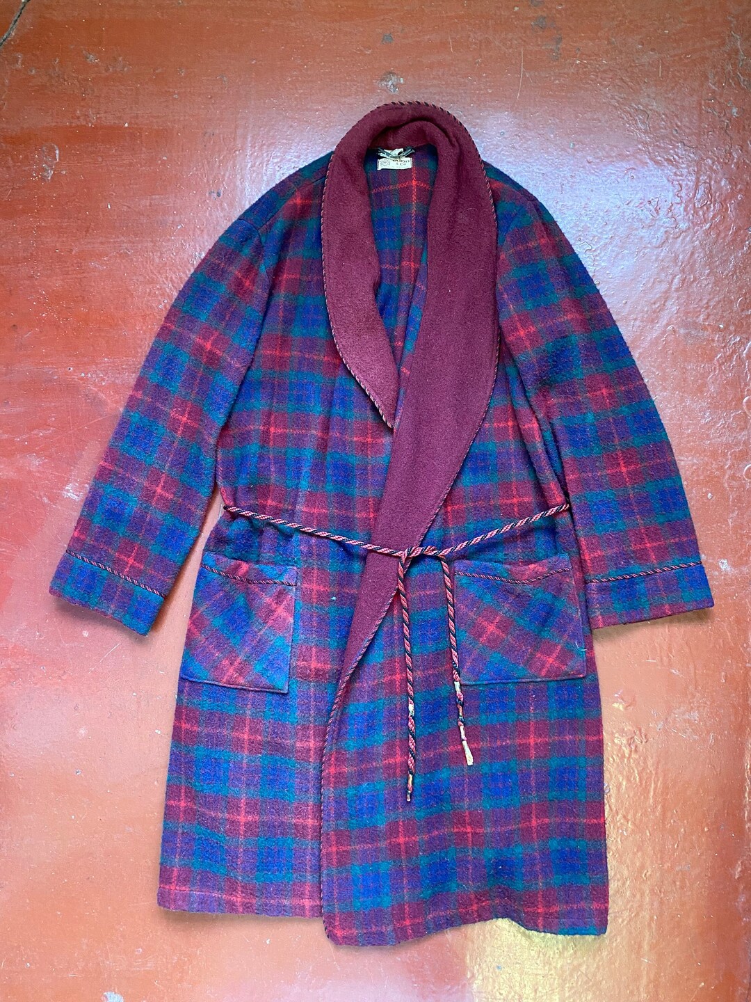 1950s Dunn & Co Mens Wool Dressing Gown Belted Housecoat Robe Etsy