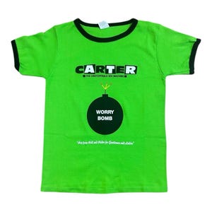Camiseta vintage Carter Worry Bomb con cuello redondo, banda de punk rock indie de los 90, para mujer, talla S