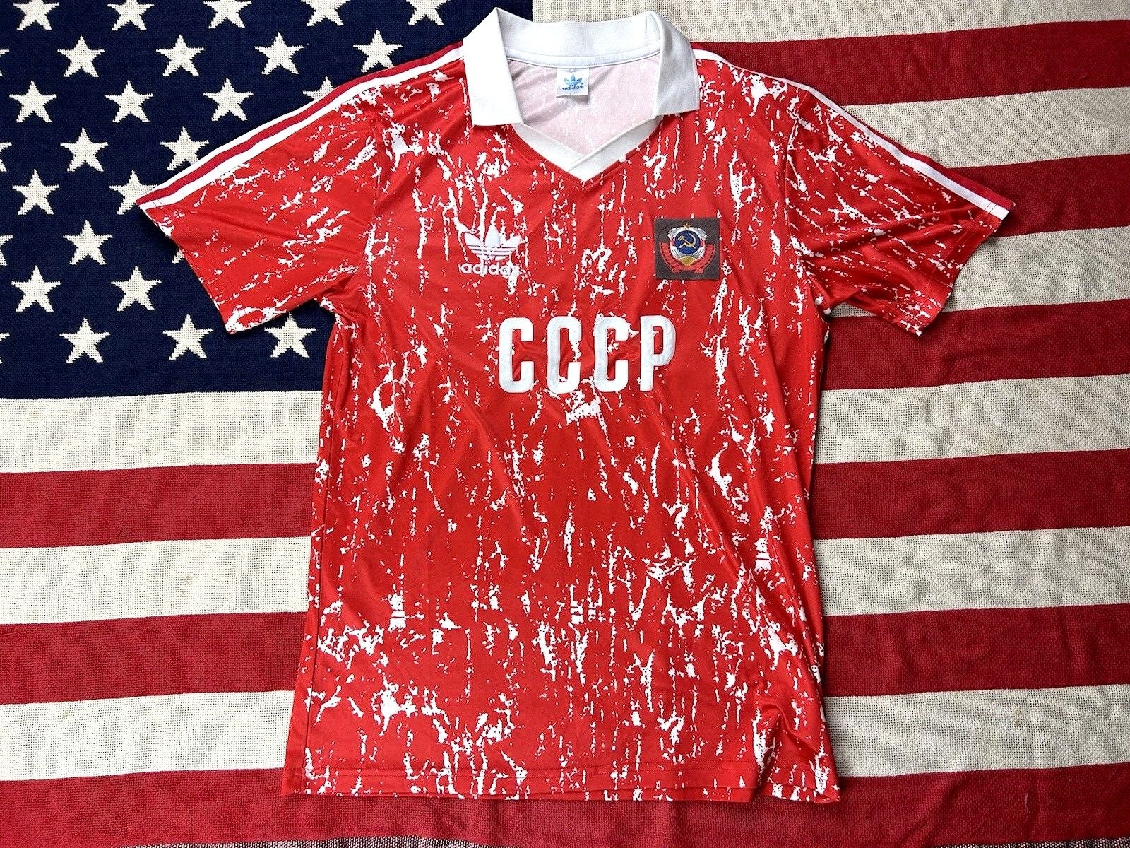 Soviet Union CCCP Football Shirt Adidas 1989 91 Red Meat Soccer Jersey Medium Etsy