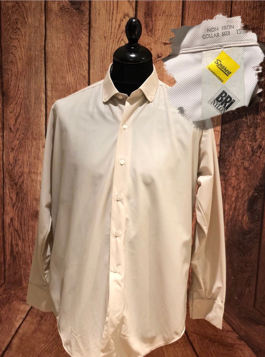 Image of 1960S Bri-Nylon French Cuff Button Down Penny Collar 60S Mod Shirt Midcentury Size 15.5"