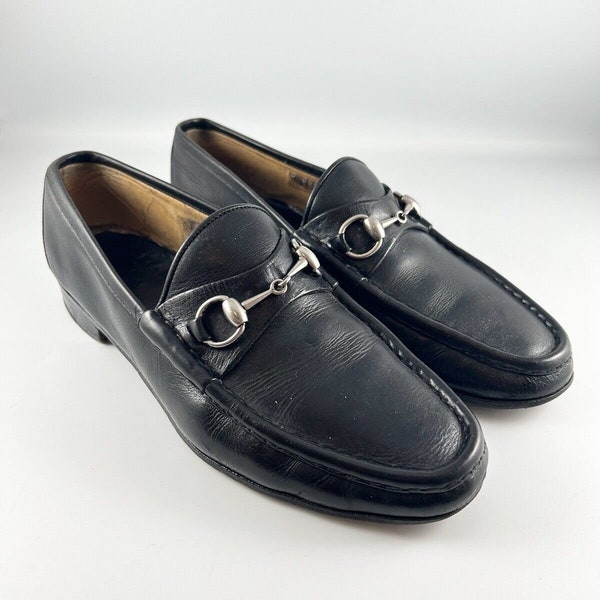 Vintage Black Horsebit Loafer Moccasin Leather Sole Uk 8