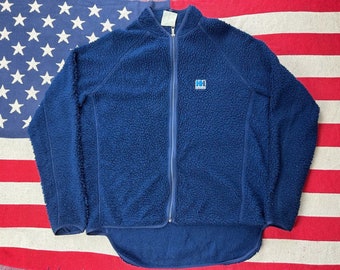 1970s Helly Hansen deep pile blue fleece quarter zip sherpa hiking outdoors XXL