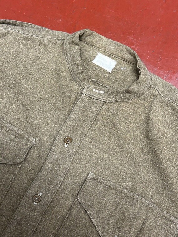 1940s 50s WW2 British Army Collarless Shirt Wool Uniform Military 