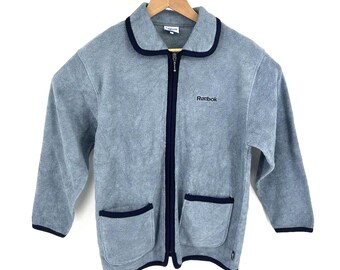 Reebok Zip fleece 90s Vintage Blue jumper sweater womens Large