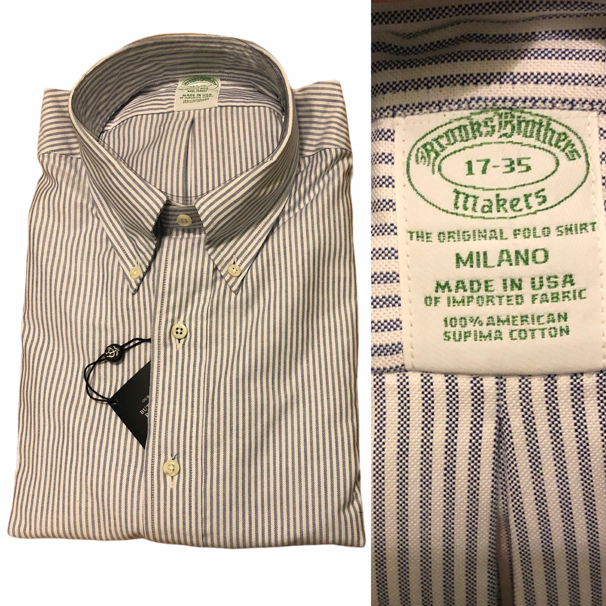 Nos Dead Stock Brooks Brothers Ocbd Milano Made in USA Oxford