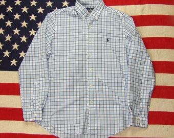 Polo Ralph Lauren blue check button down long sleeve shirt M