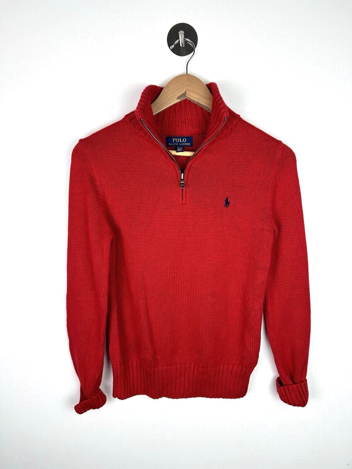 Polo Ralph Lauren Jumper Quarter Zip Neck Red Cotton Y2k Polo Ralph Lauren Jumper Quarter Zip Neck Red Cotton Y2k
